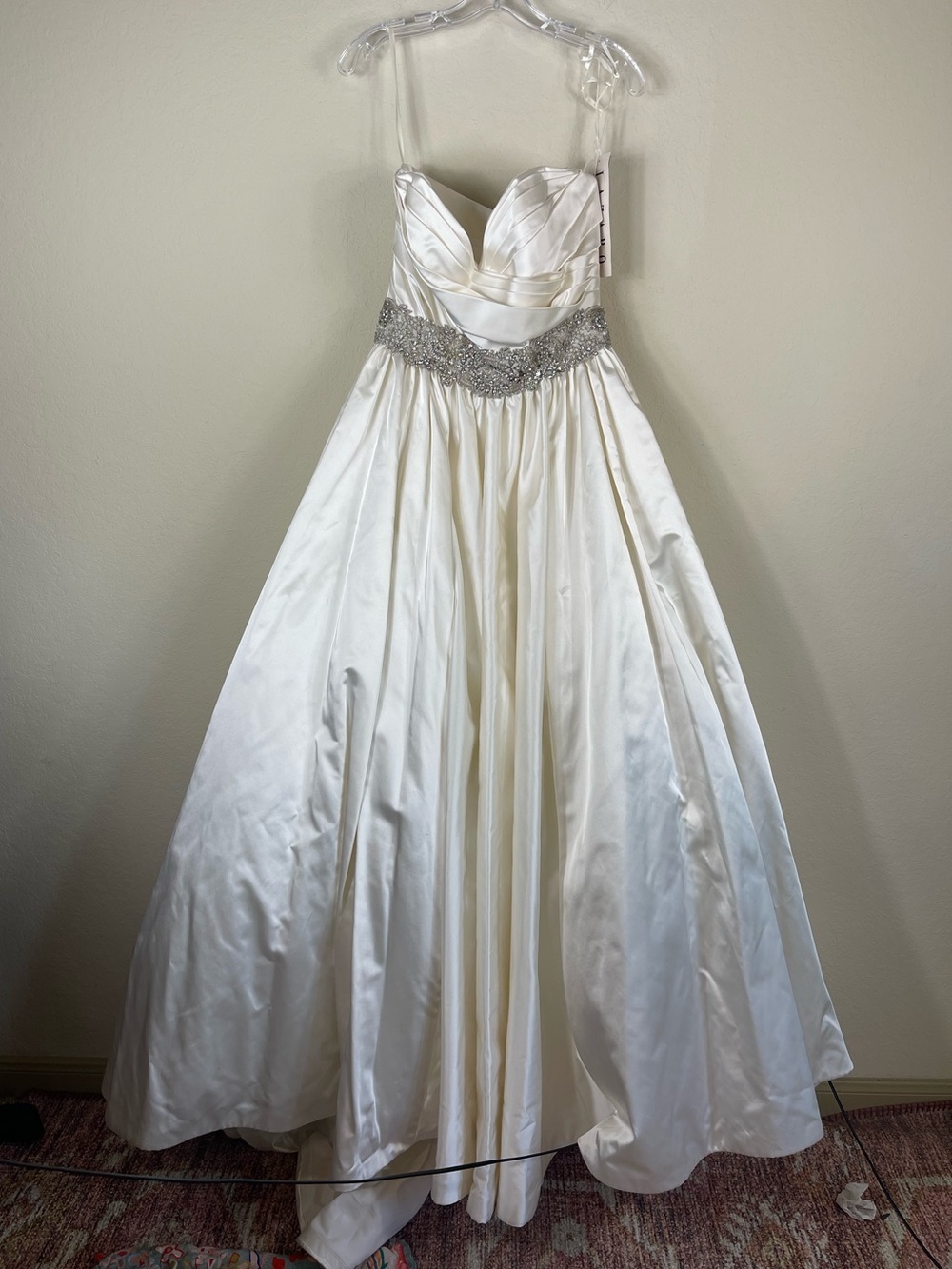 NEW Lazaro 3018 Ivory Silk Crystal Beaded Bridal Wedding Gown Size 16